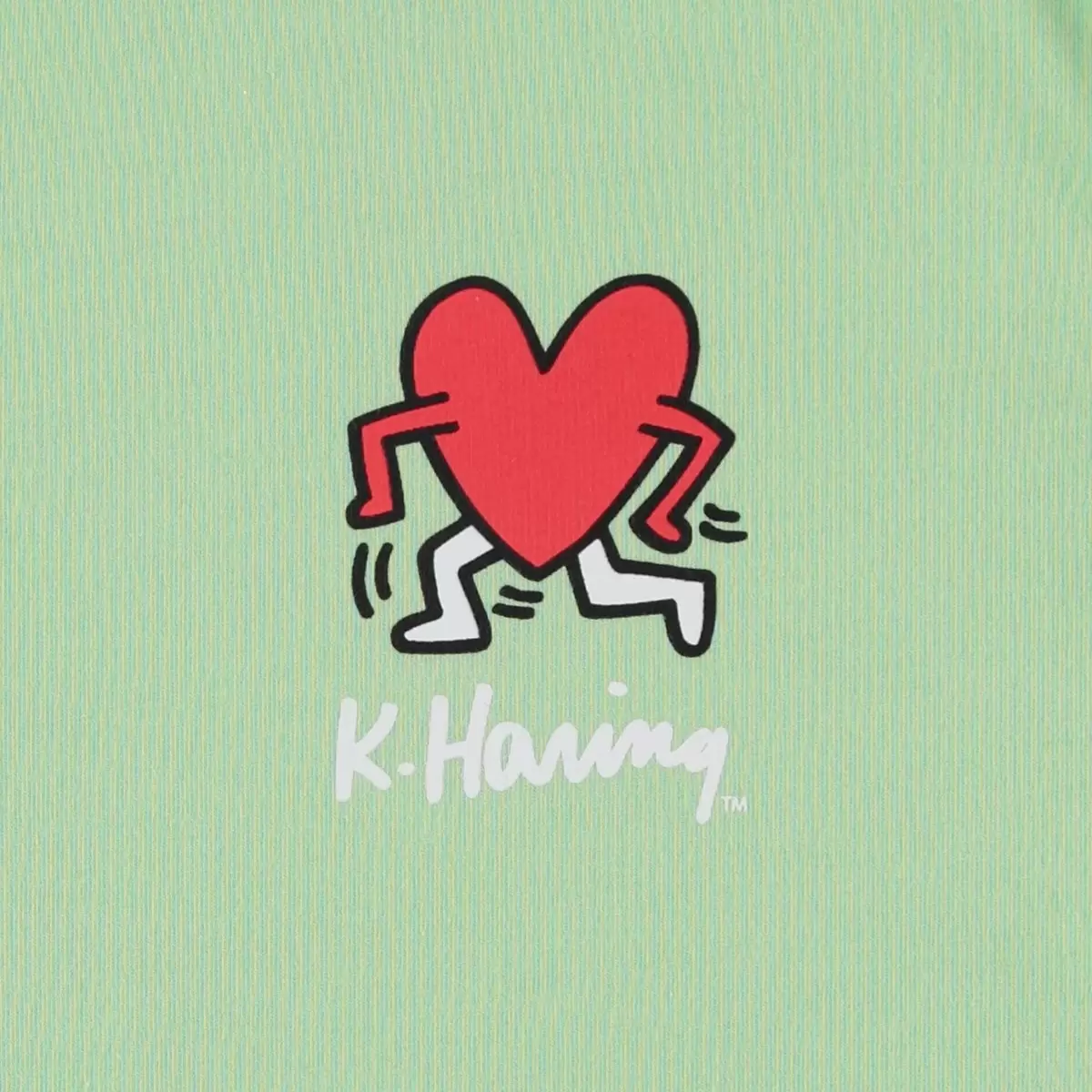 Keith Haring 女塗鴉短袖上衣 淺綠 XL