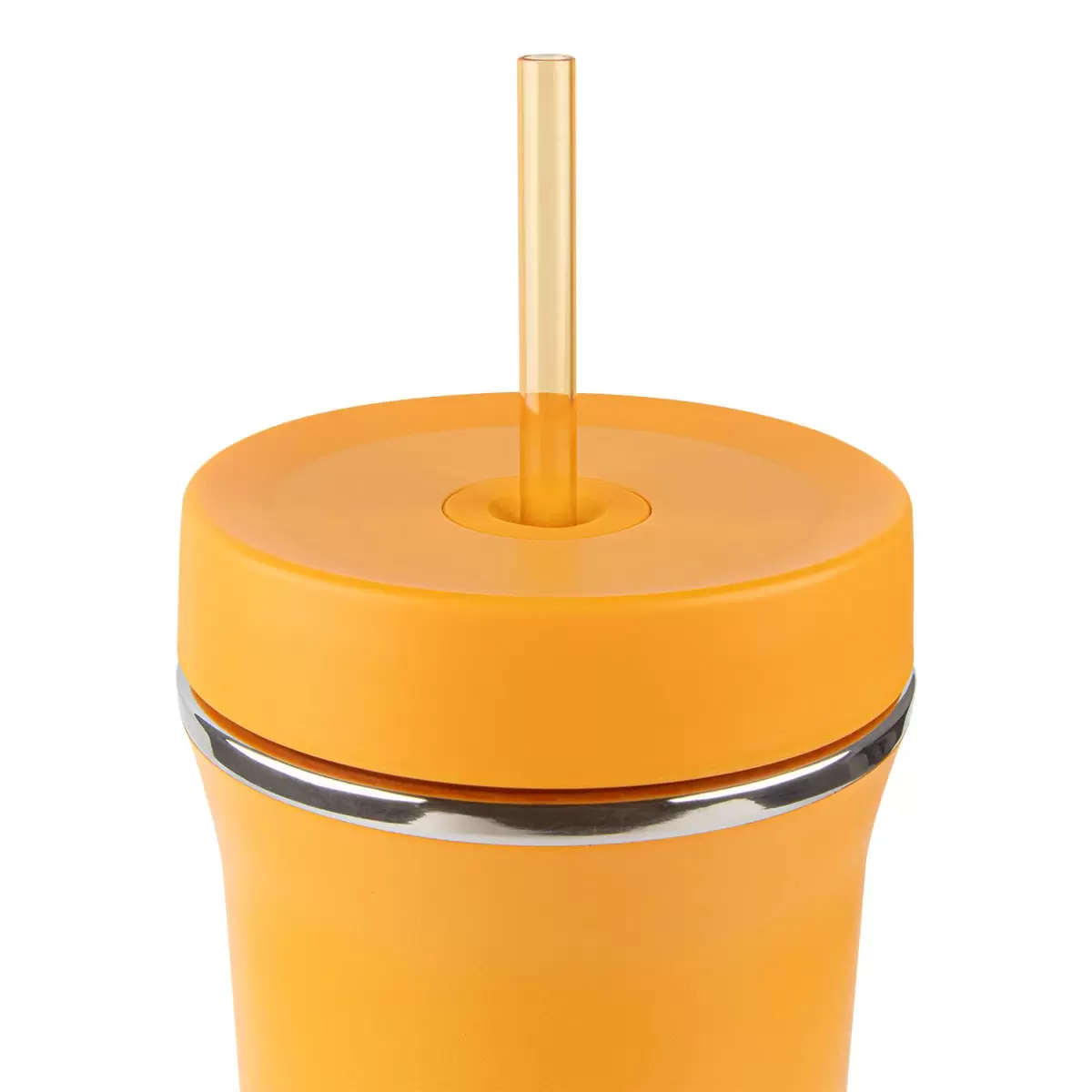 ThermoFlask 不鏽鋼吸管隨行杯附提把 950毫升 X 2件組 橘 + 粉