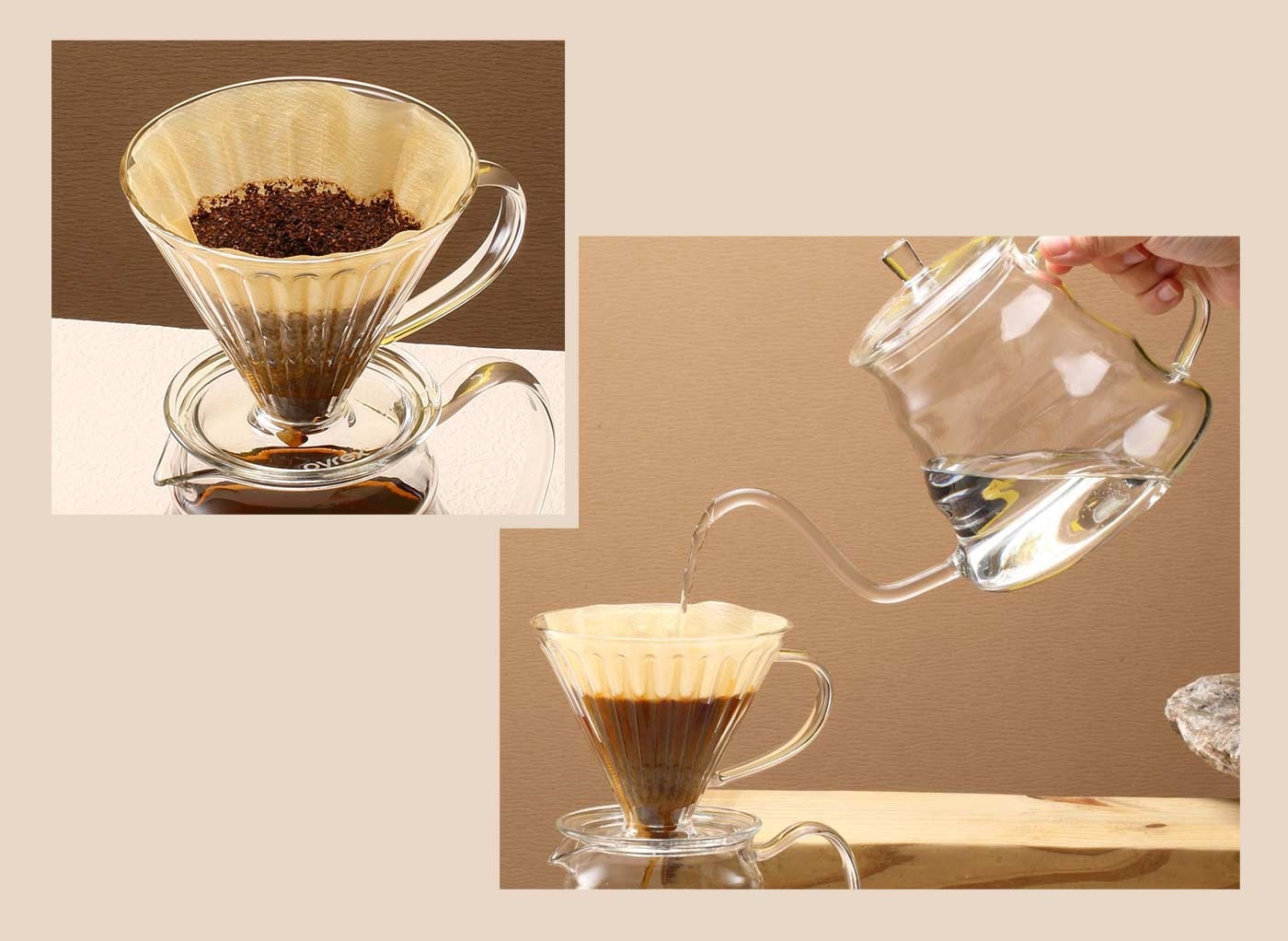 美國康寧Pyrex Cafe咖啡壺700ml+玻璃濾杯，耐熱玻璃材質耐熱400°C，獨特外型，可搭配濾杯使用。