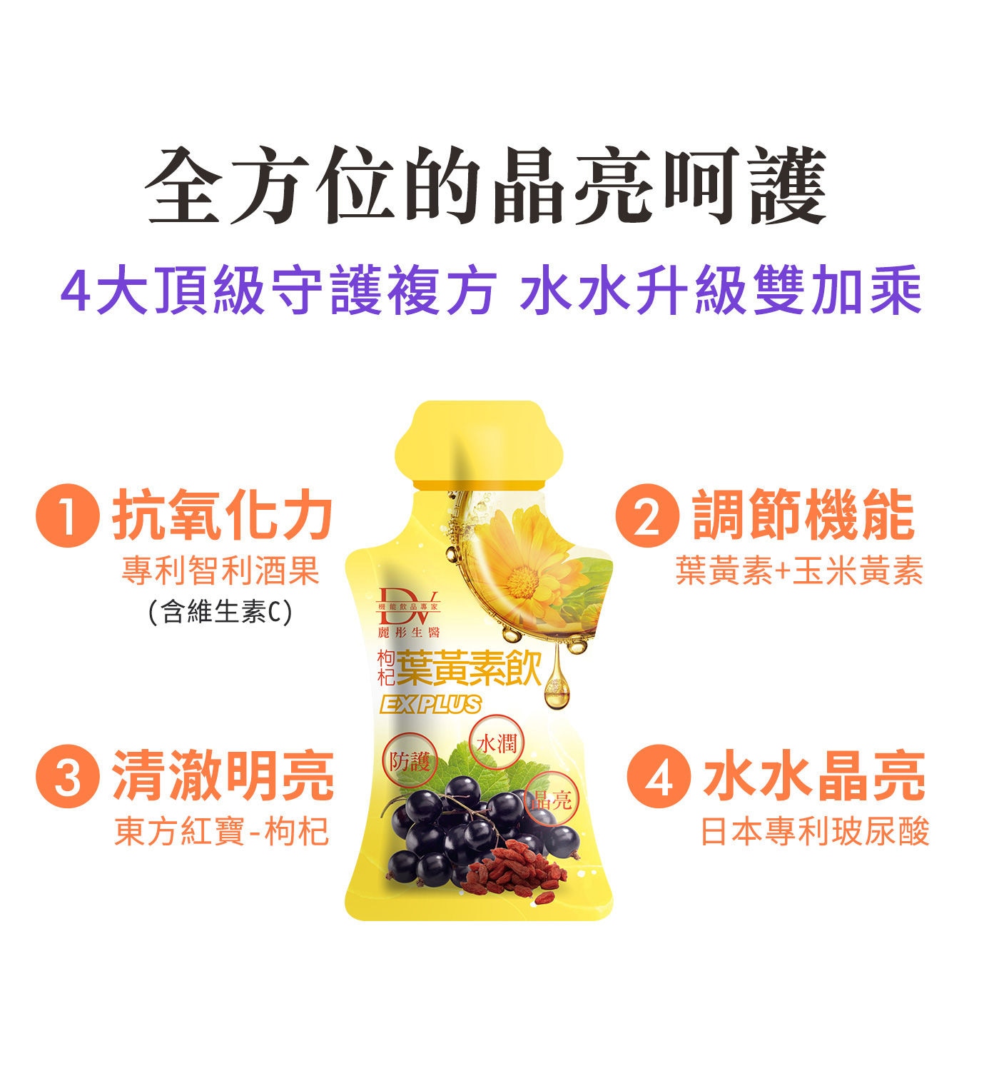 DV麗彤生醫 枸杞葉黃素EX Plus，呵護不適，滿足身體所需，高濃度玻尿酸補充水分，枸杞含大量胡蘿蔔素，決明子滋補健康