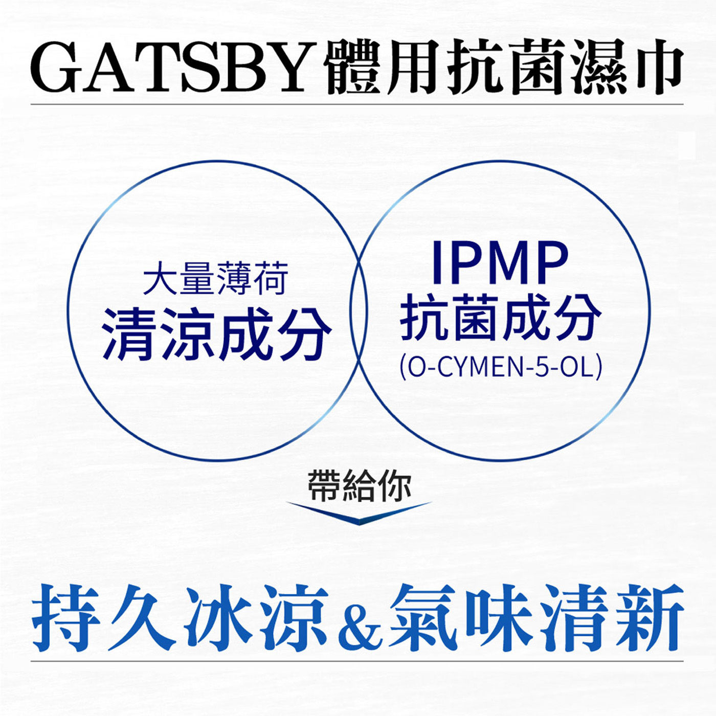 Gatsby 體用濕巾 大量薄荷清涼成分IPMP抗菌成份帶給你持久冰涼氣味清新