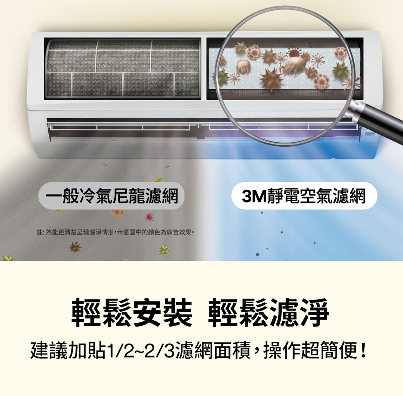 3M 淨呼吸 專業級捲筒式靜電空氣濾網 9809-LRTC 38公分 X 450公分輕鬆安裝輕鬆濾淨建議加貼1/2~2/3濾網面積,操作超簡便!