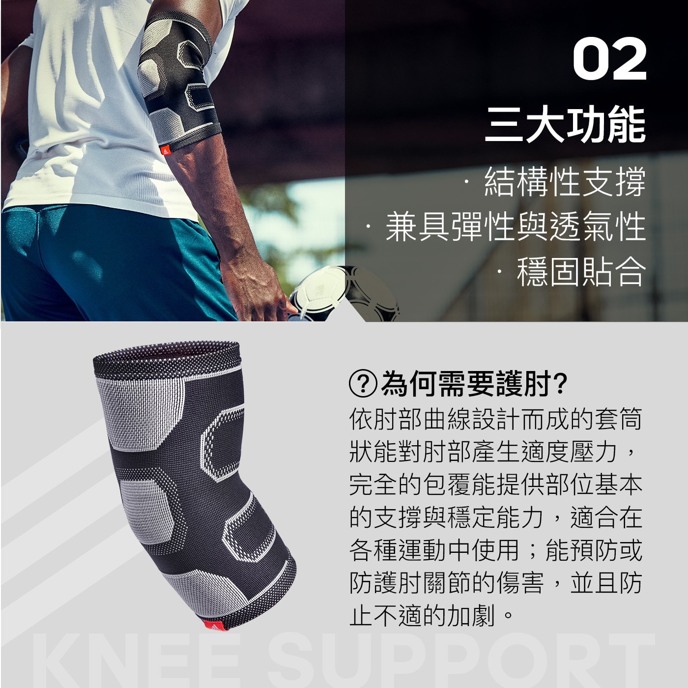 Adidas 肘關節用高性能護套 2入踝關節用高性能護套結構性穩固貼合專業運動訓練支撐