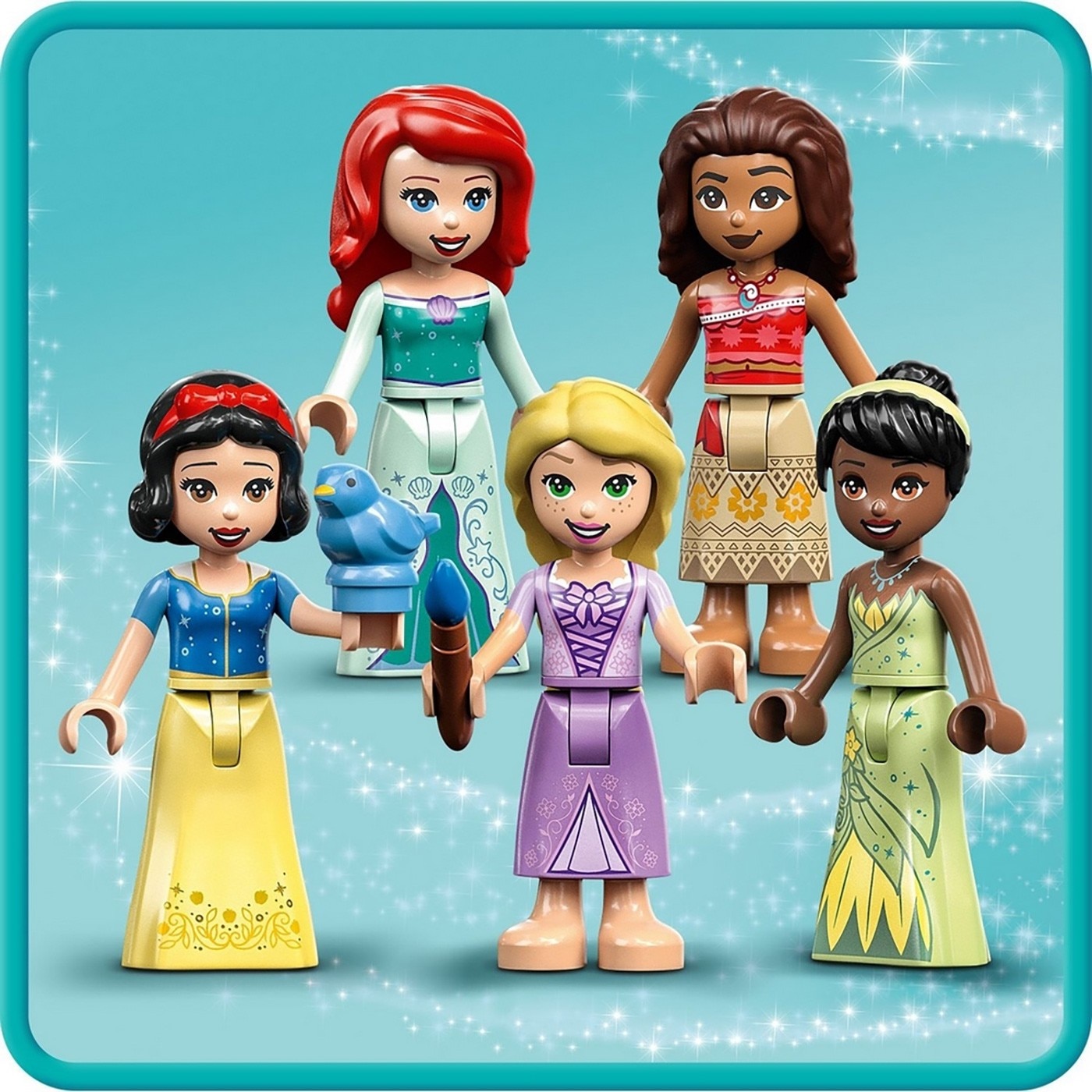 LEGO 迪士尼公主系列 城堡公主，含 5 個 DISNEY 公主人偶，使用 LEGO 應用程式，可同時拼砌並預覽模型，城堡共四層樓、五間臥室，城堡可開啟並上鎖。