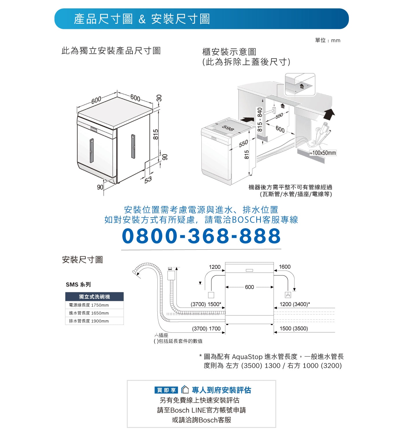 BOSCH 60公分 4系列獨立式洗碗機 SMS4ITW00X