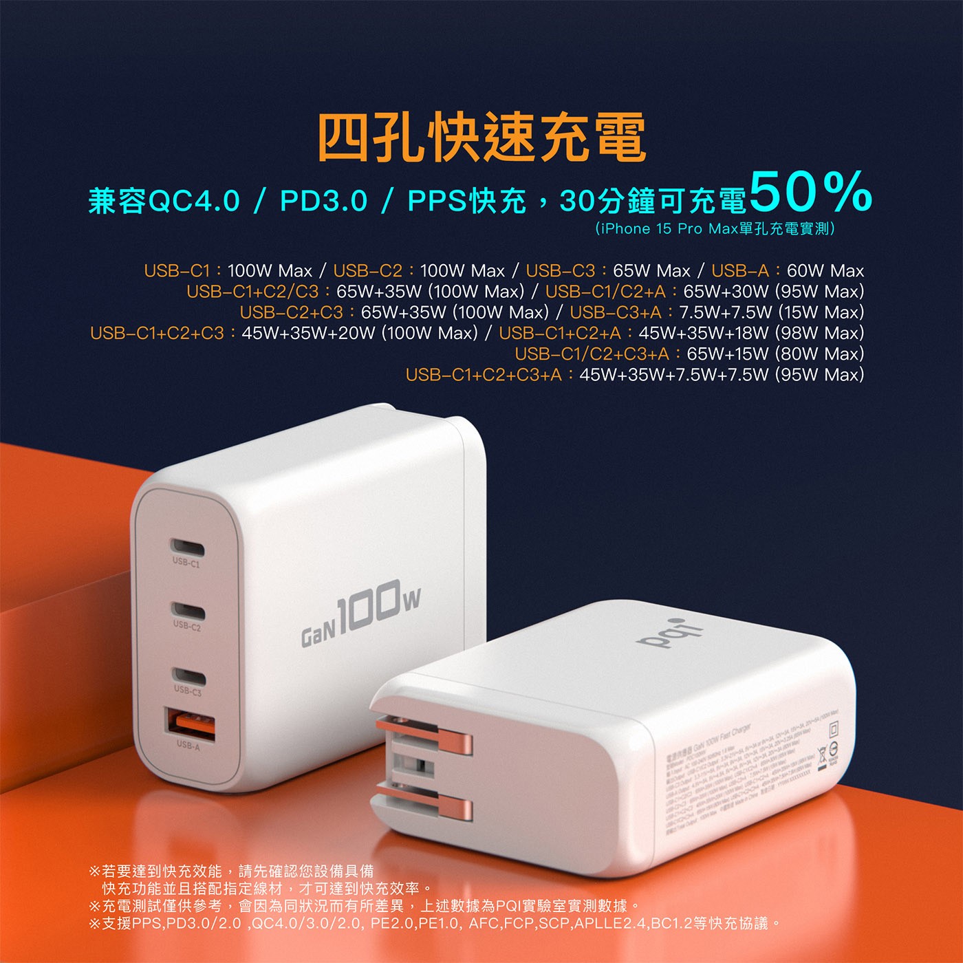 PQI PD GaN 100W 高速充電器