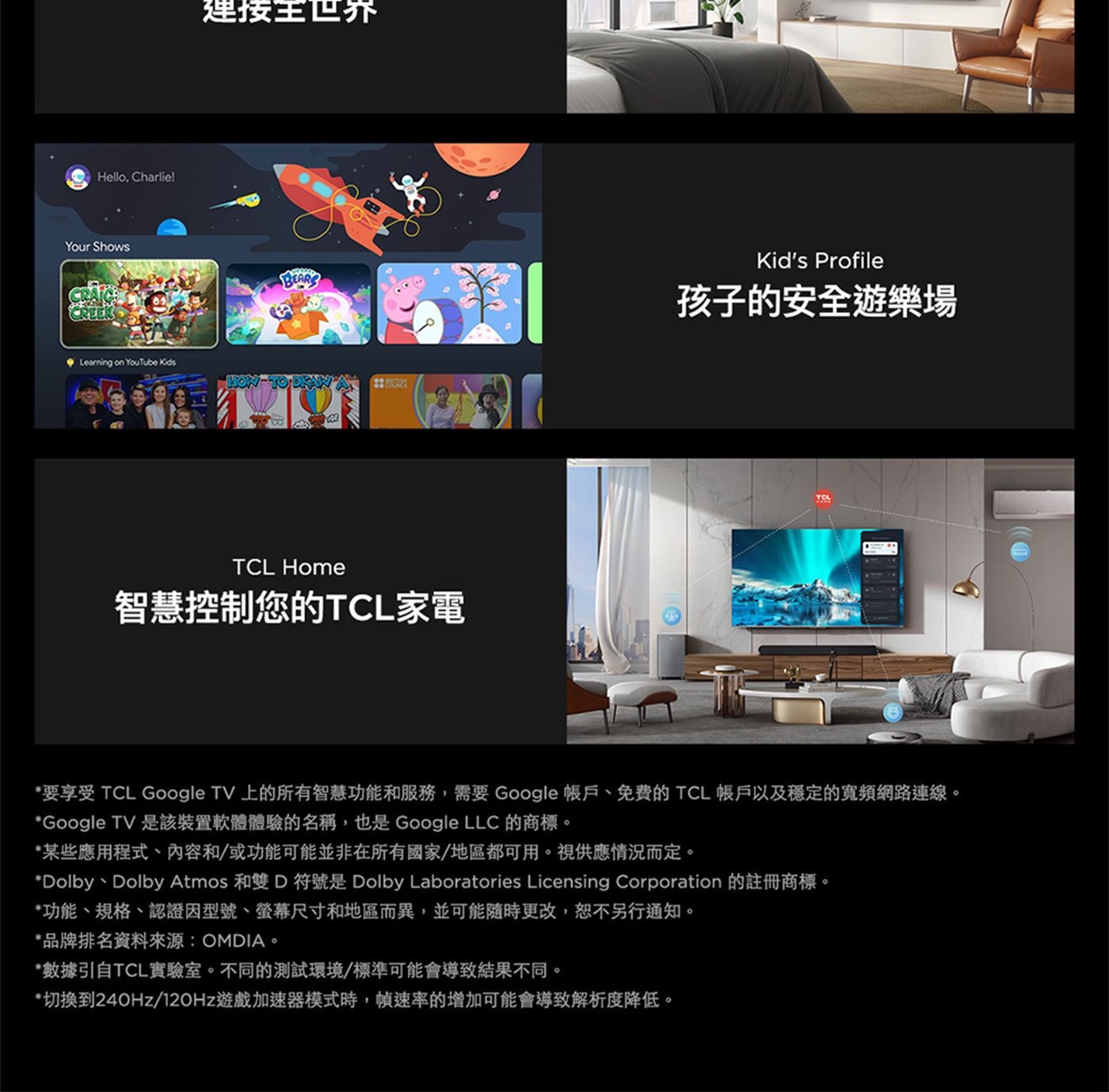 TCL 65吋 4K QLED Google TV 量子智能液晶顯示器 不含視訊盒 65C655PRO