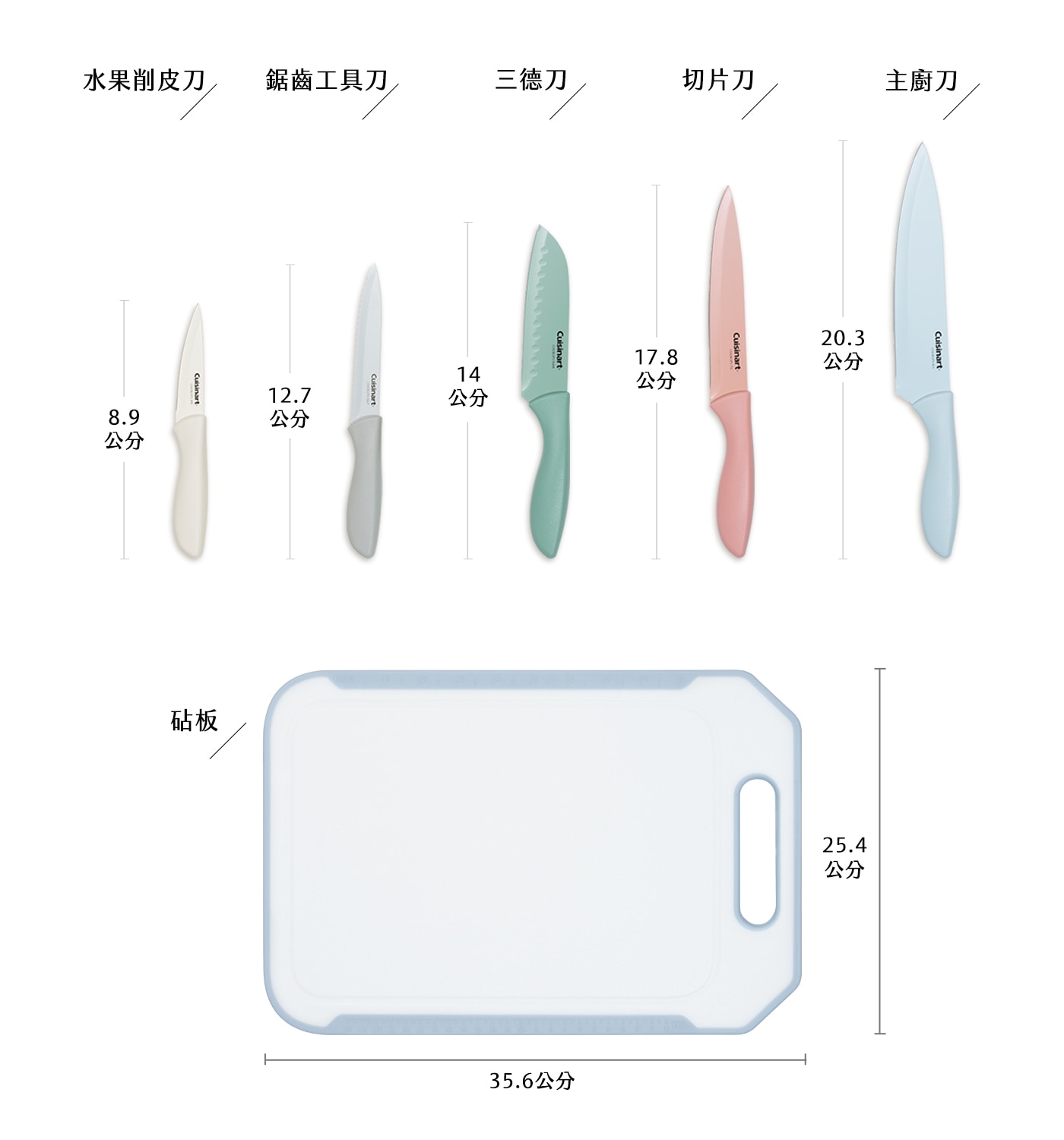 美膳雅 廚房不沾刀具砧板 6件組