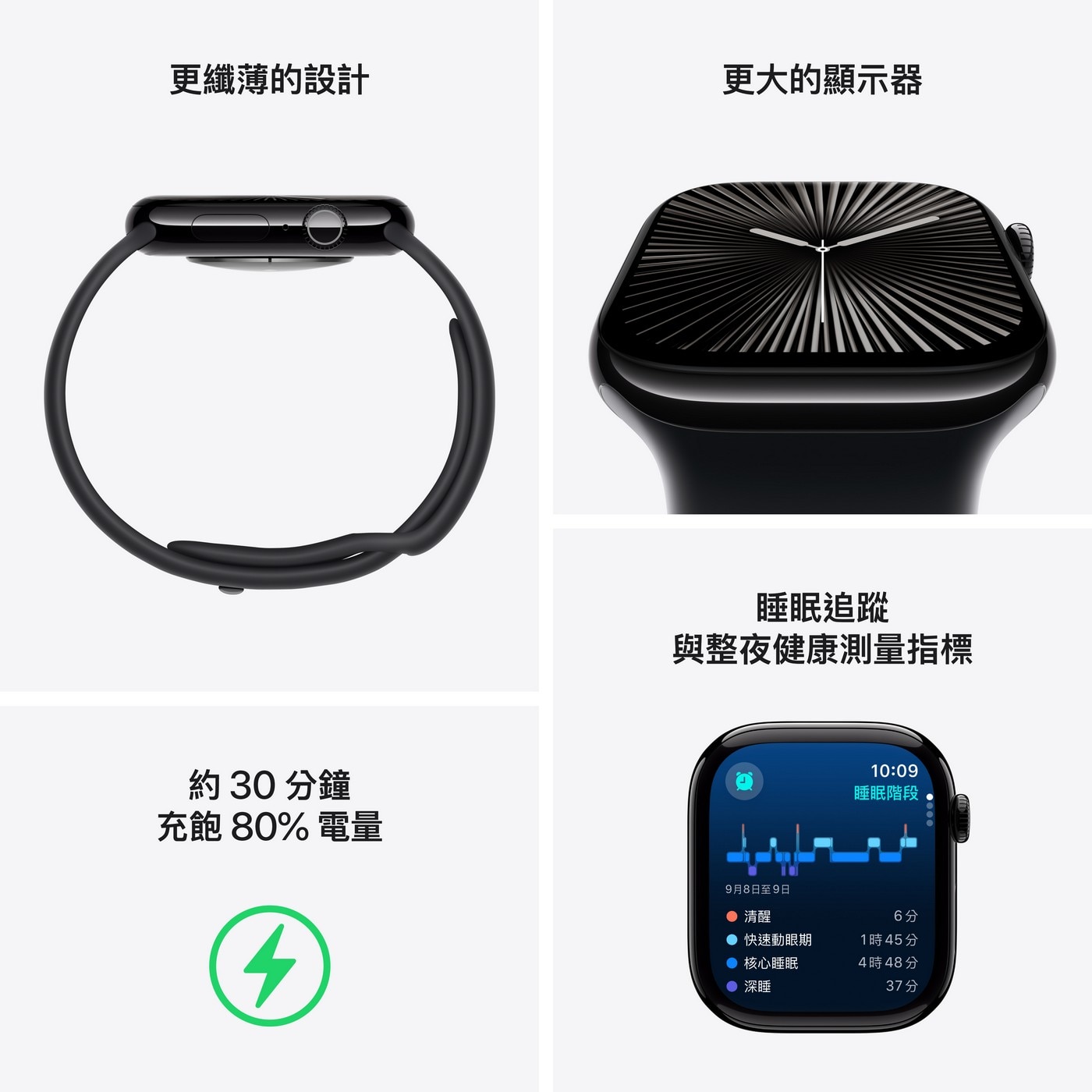 Apple Watch Series 10 LTE 42公釐 銀色鋁金屬錶殼 附丹寧色運動錶帶 S/M