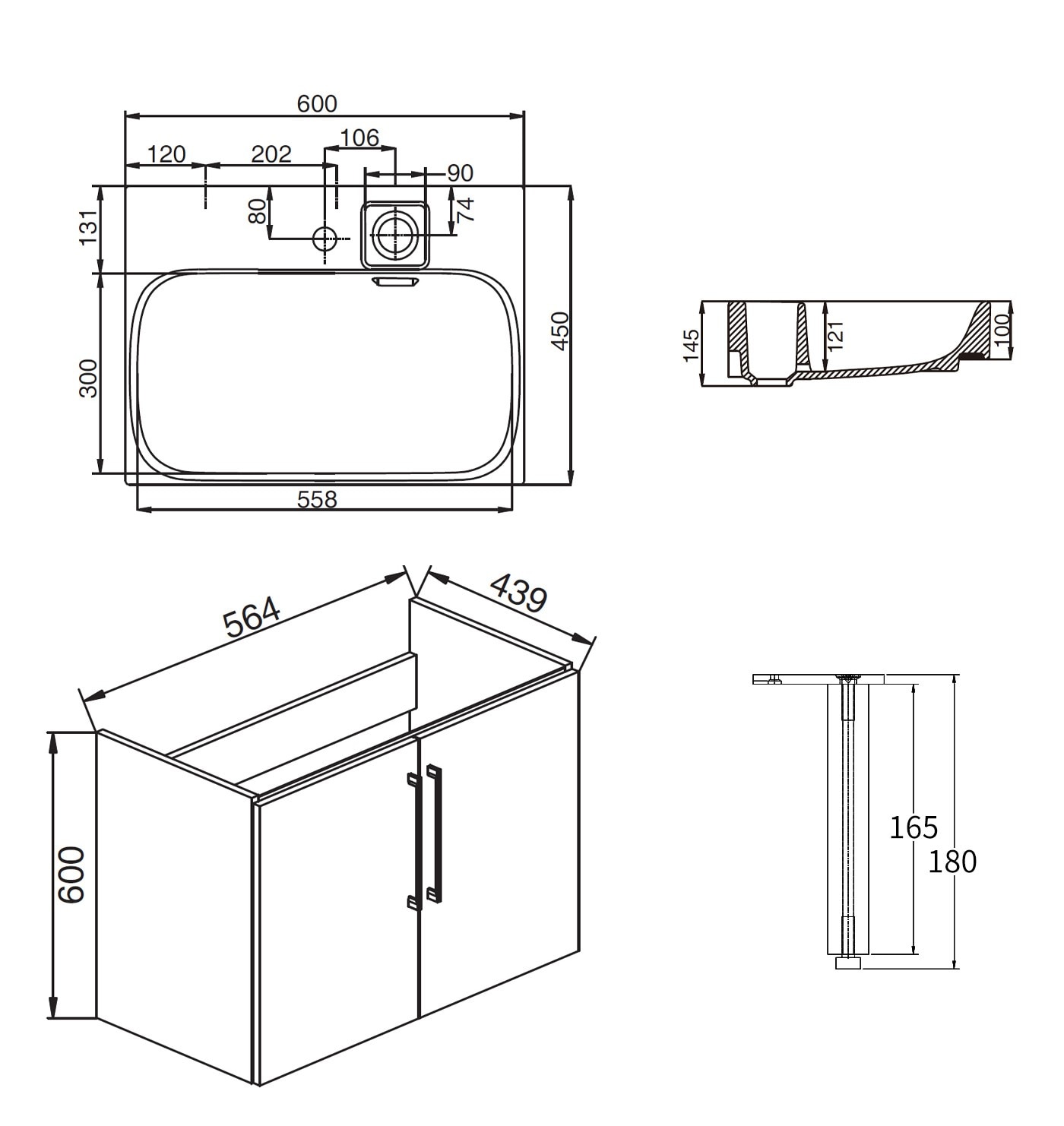 Kohler Flexispace 60公分 浴室收納櫃組 灰白色