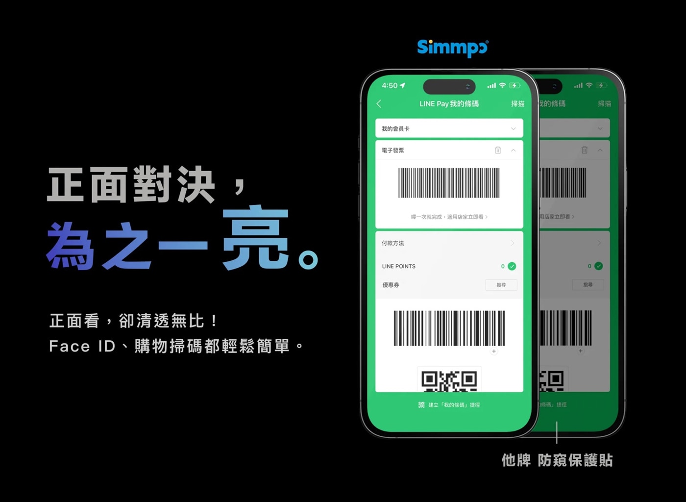 Simmpo 防窺抗藍光保護貼2入組，高透度、極窄防窺角玻璃，結合Simmpo BDI 30抗藍光材料製成！