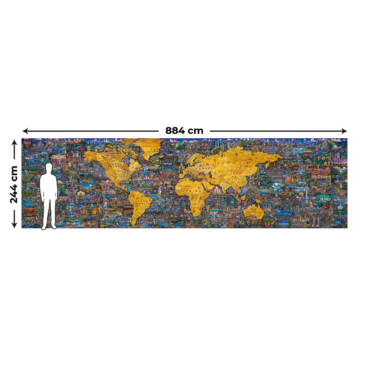 Dowdle 世界拼圖 60000片完成後尺寸約長244公分、寬884公分.和家人、朋友一起挑戰完成這幅拼圖作品