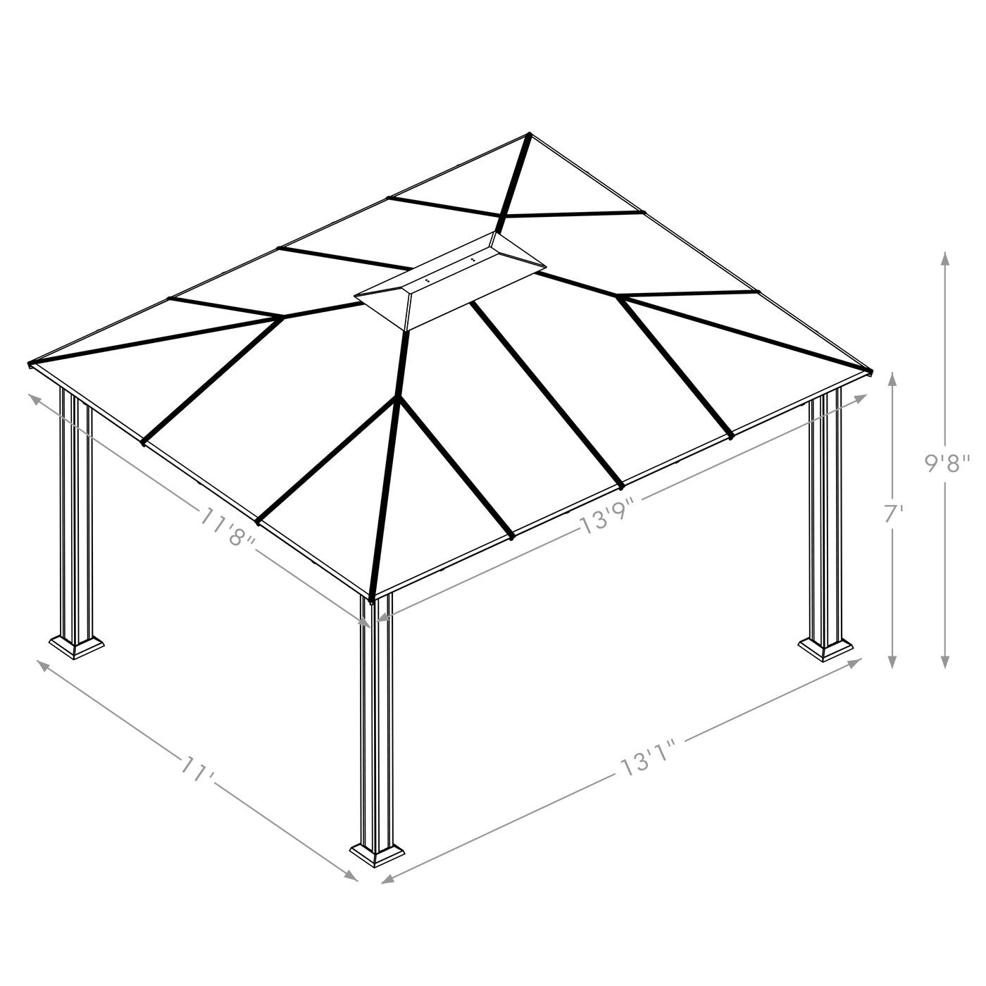 Paragon 12呎 X 14呎戶外遮陽露臺四面採光遮陽亭，可透自然光且通風、防蚊蟲