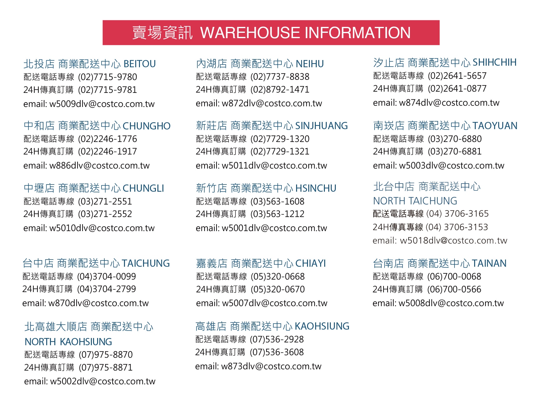 商業配送服務電話 Costco 好市多線上購物