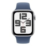 Apple Watch SE LTE 44公釐 銀色鋁金屬錶殼 附丹寧色運動錶帶 M/L