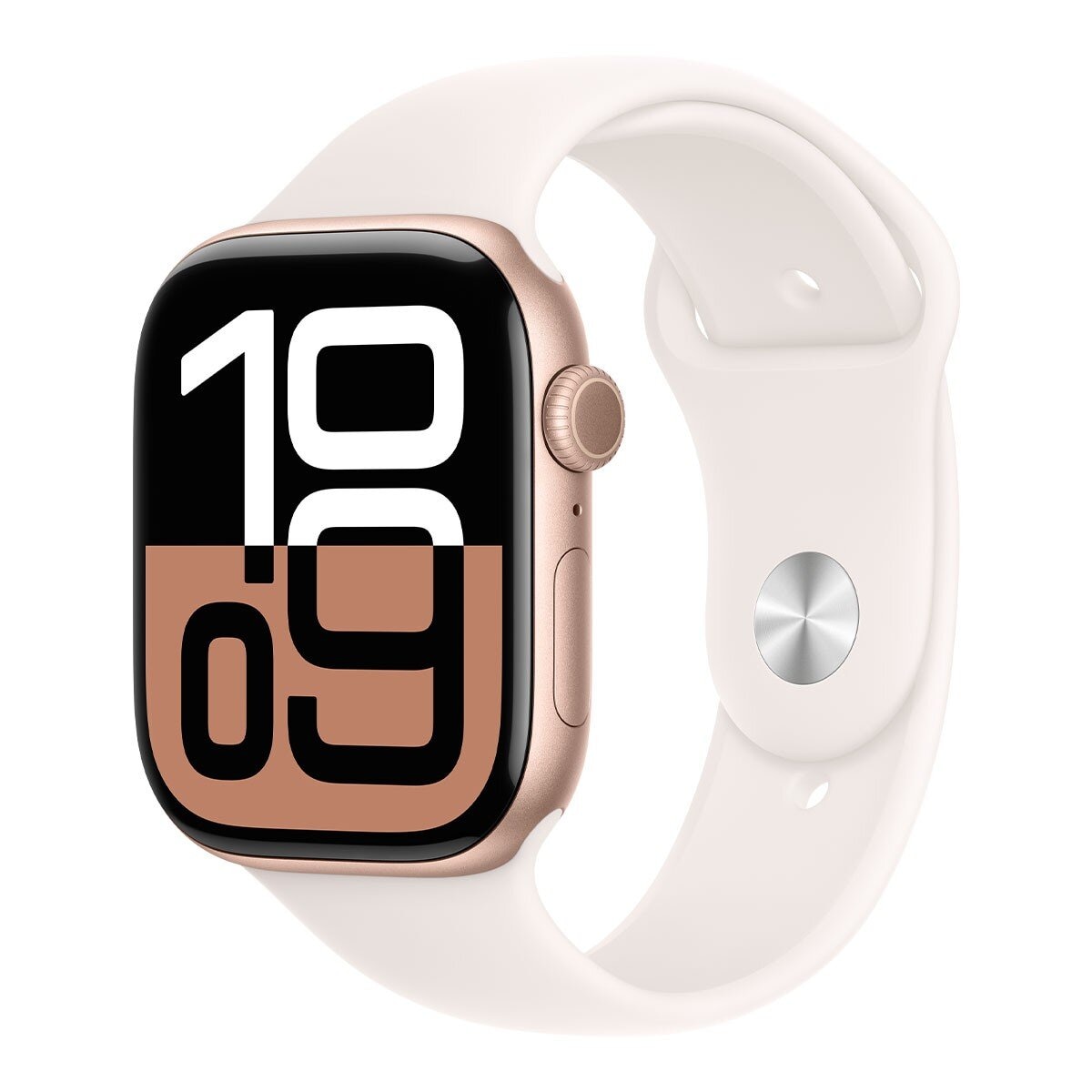 Apple Watch Series 10 GPS 46公釐 玫瑰金色鋁金屬錶殼 附淡胭粉色運動錶帶 M/L