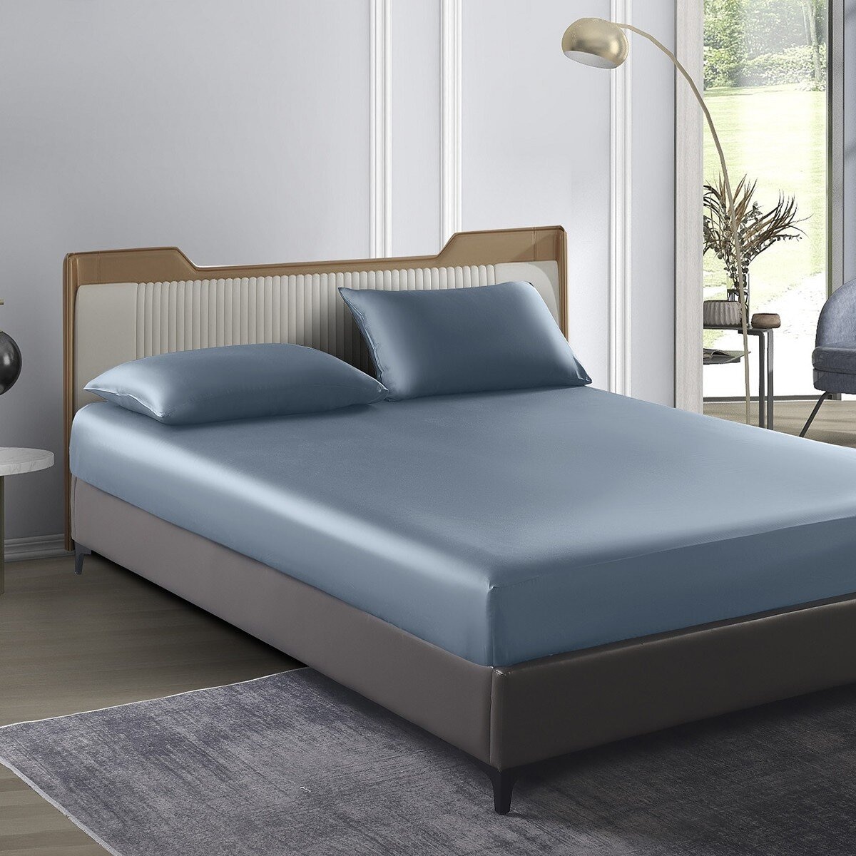 Don Home 萊賽爾素色雙人加大被套床包六件組 182公分 X 190公分 霧藍