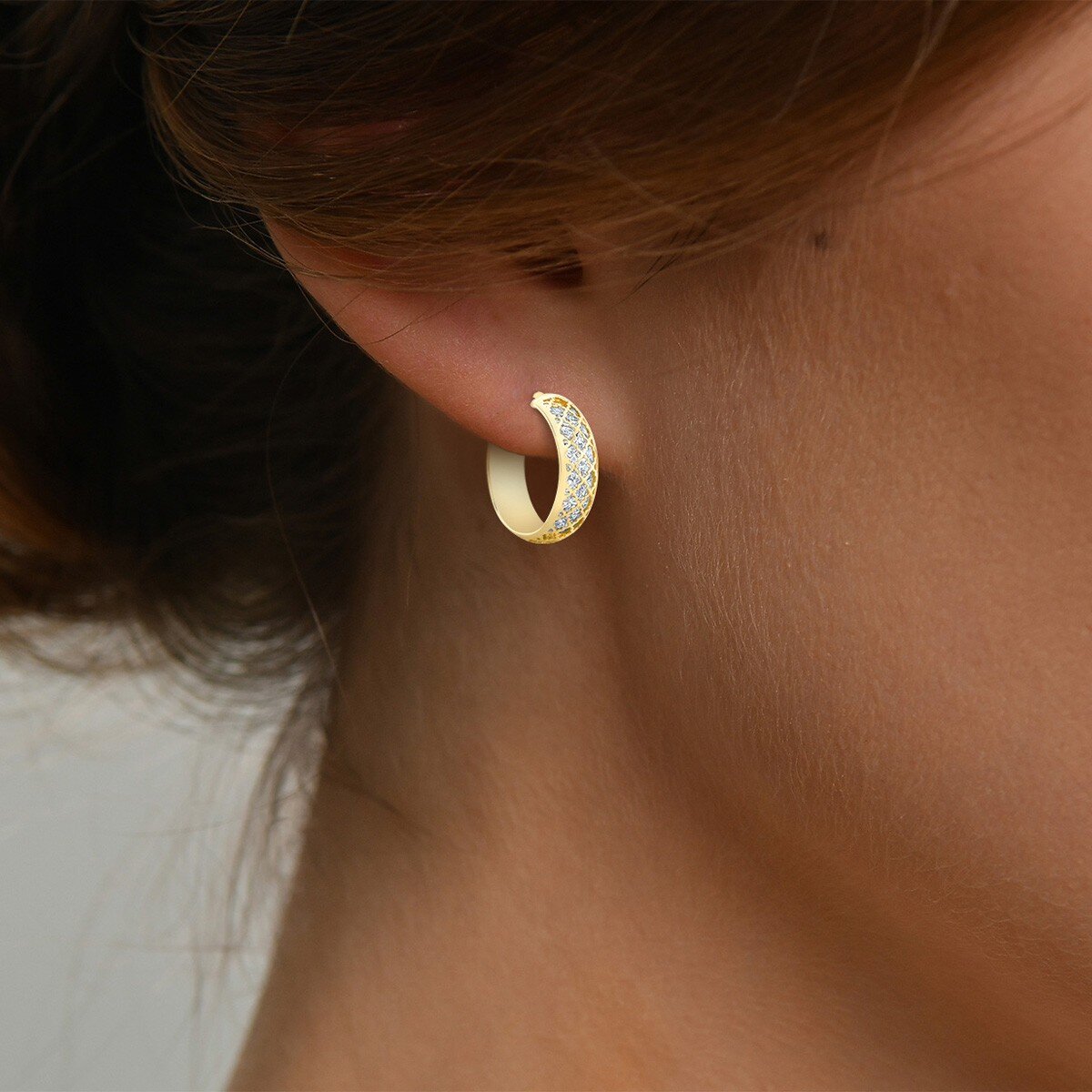 14K金 雙色圈型耳環