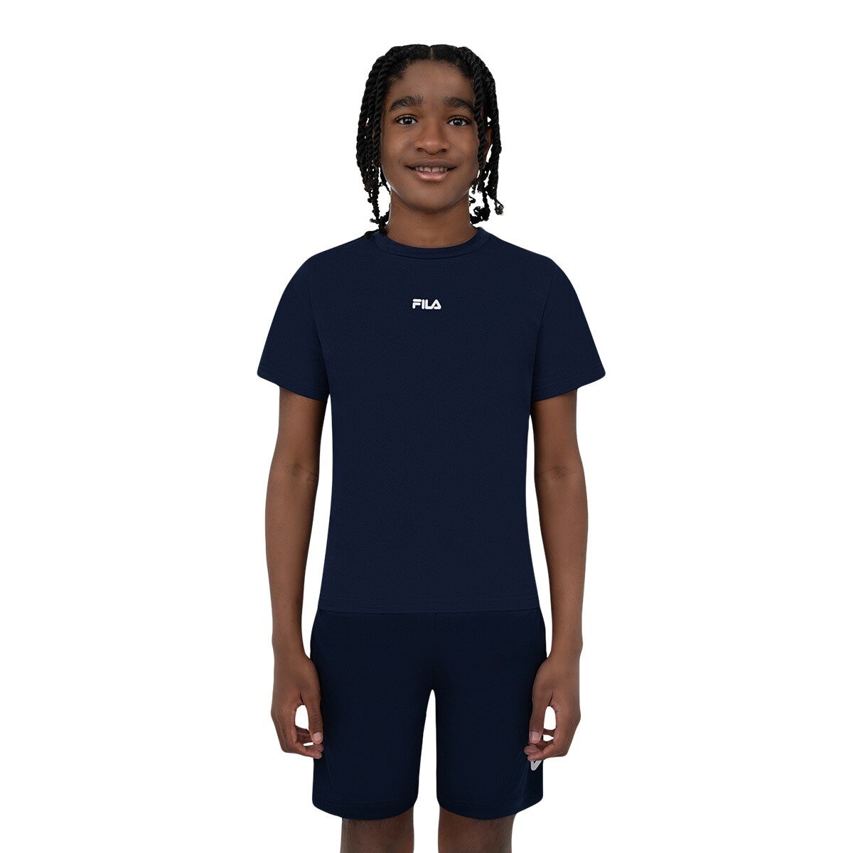 Fila 兒童短袖運動服飾三件組 藍色組