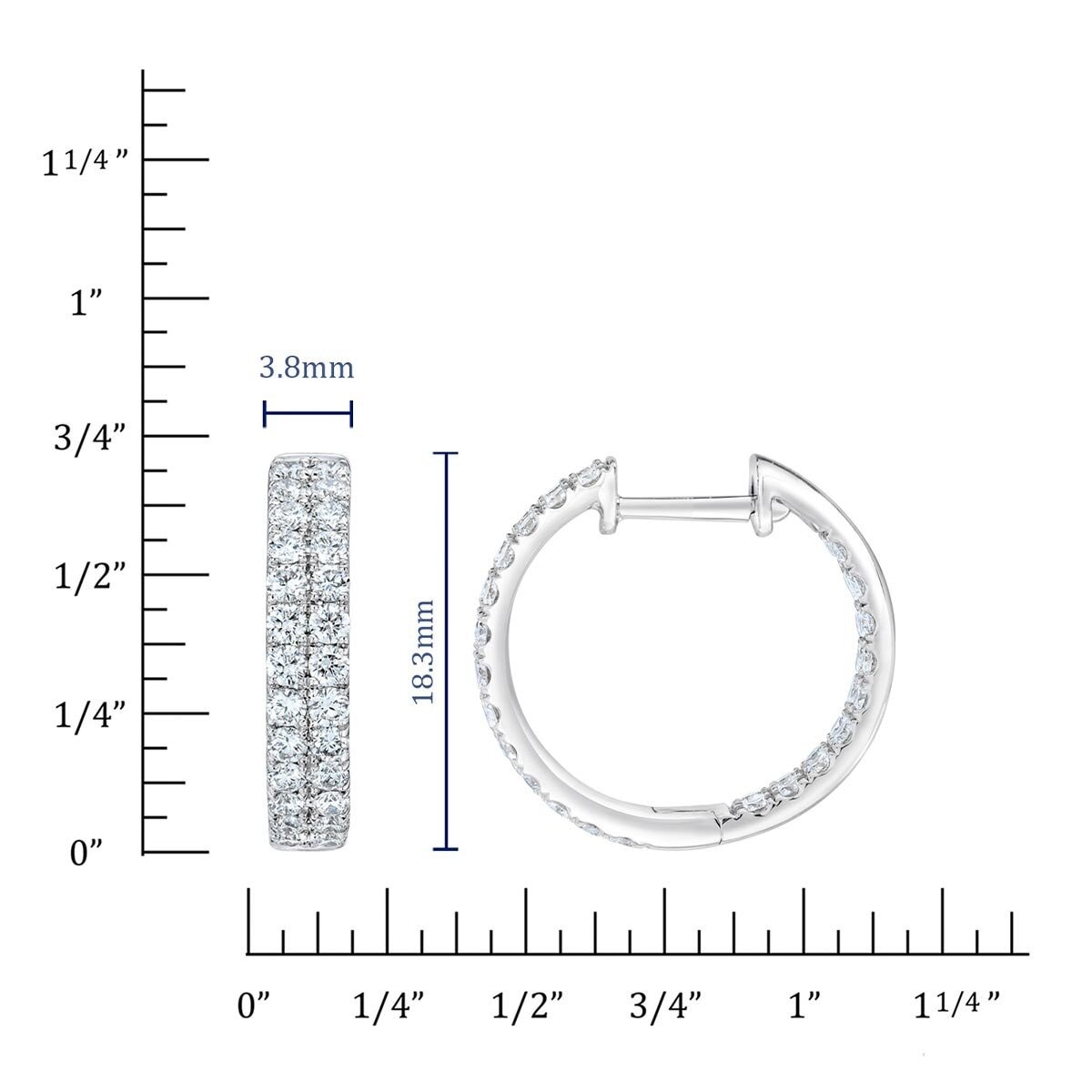 1.50克拉 14K白K金 圓形鑽石圈形耳環 VS2/I
