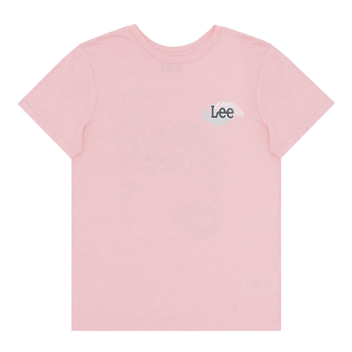 Lee 女短袖Logo上衣 粉