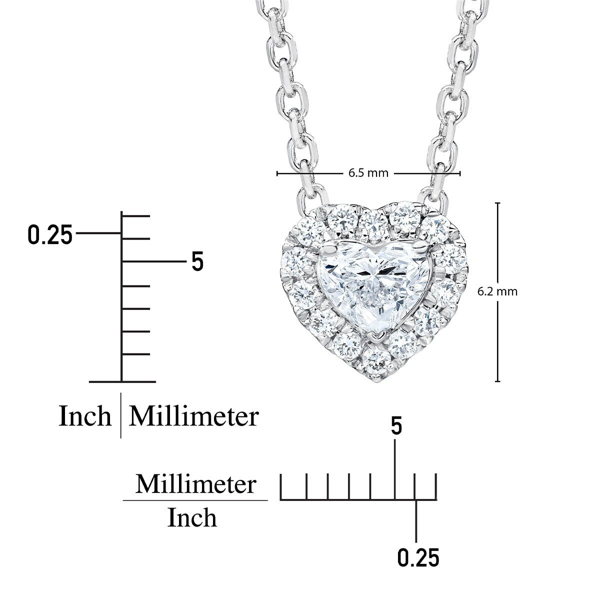 0.25克拉 14K白K金 心形鑽石項鍊 VS2/G