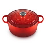 Le Creuset 雙耳圓形鑄鐵鍋 含鋼頭鍋蓋 26公分 櫻桃紅