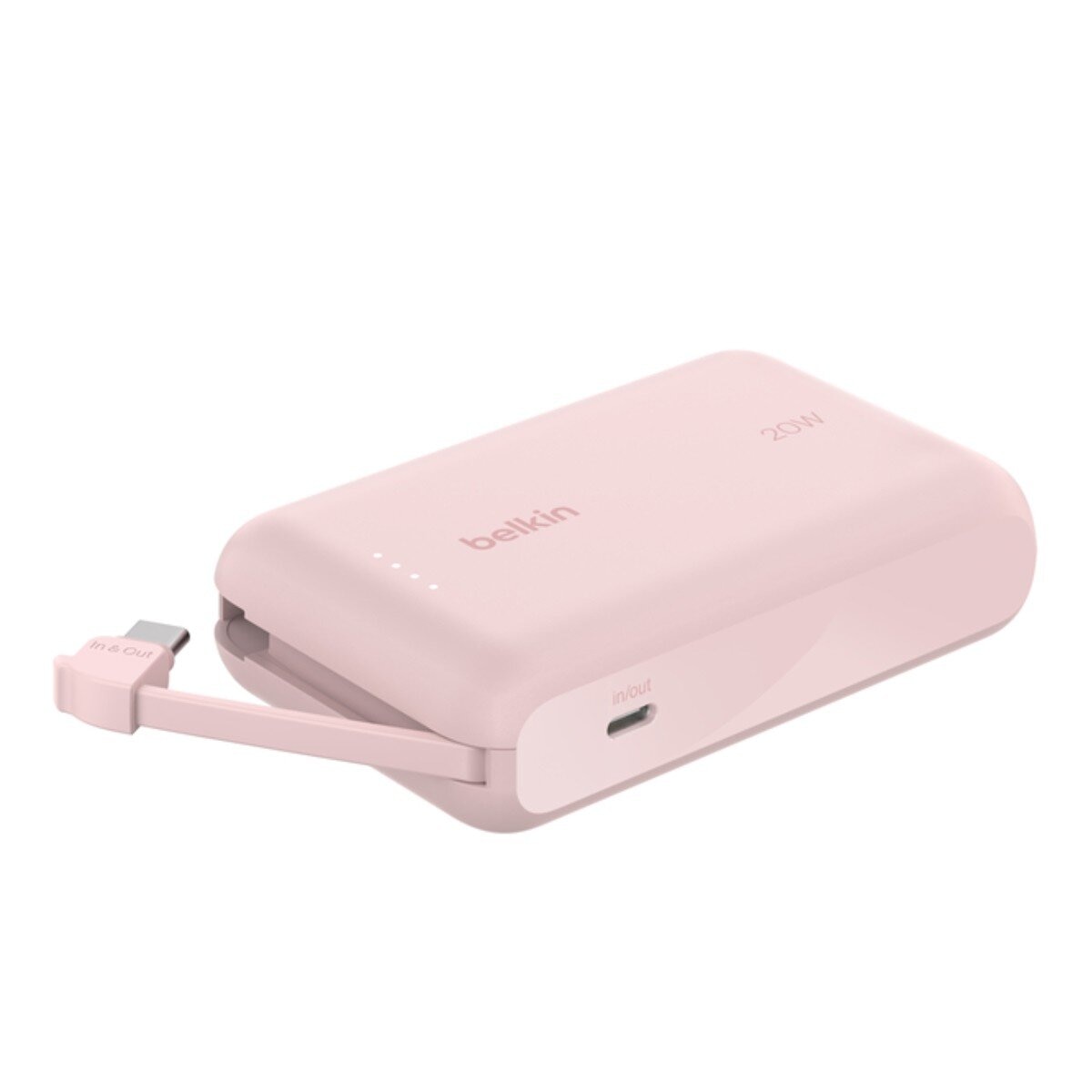 Belkin BoostCharge 10K 行動充電器隨附一體式纜線 2入 粉