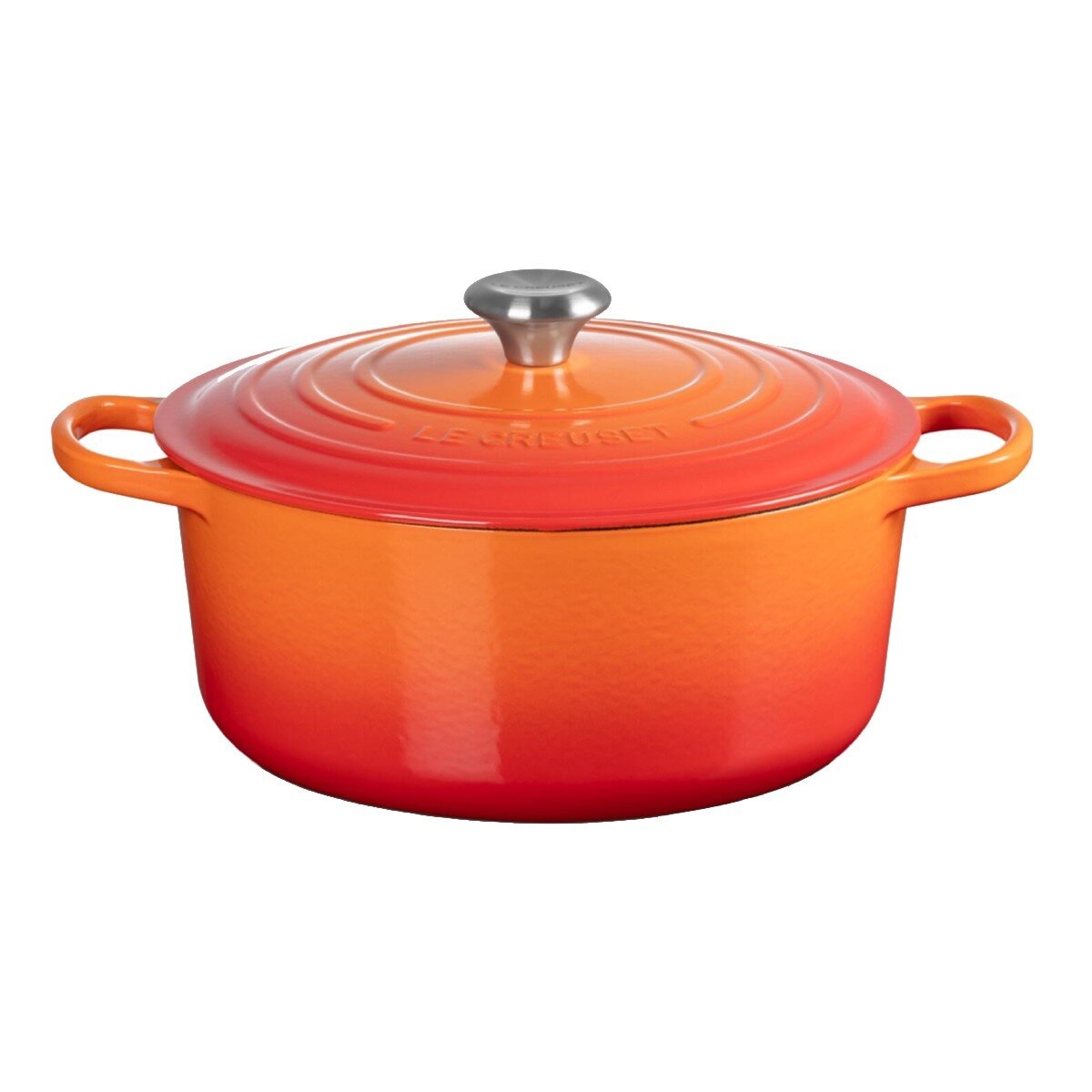 Le Creuset 雙耳圓形鑄鐵鍋 含鋼頭鍋蓋 28公分 火焰橘