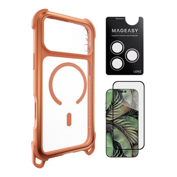 MAGEASY Odyssey Strap M 超軍規防摔掛繩手機殼 iPhone 17 Pro Max(珊瑚/魅力橘) + 鏡頭保護貼Lenz(白色) + Vetro 9H 鋼化玻璃保護膜 MAGEASY Odyssey Strap M 超軍規防摔掛繩手機殼 iPhone 17 Pro Max(珊瑚/魅力橘) + 鏡頭保護貼Lenz(白色) + Vetro 9H 鋼化玻璃保護膜