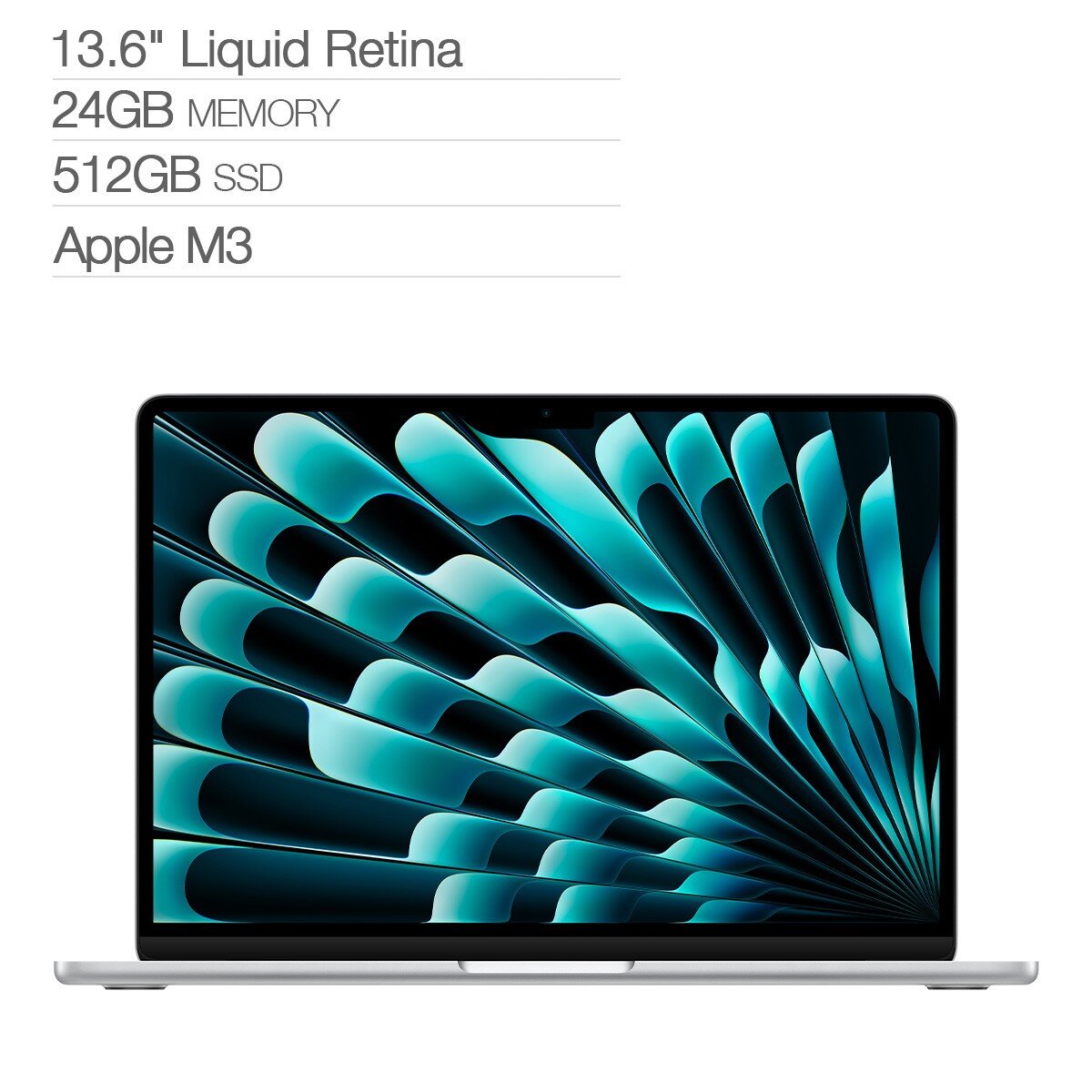 Apple MacBook Air 13吋 搭配 M3 晶片 8 核心 CPU 10 核心 GPU 24GB 記憶體 512GB SSD 銀色