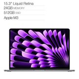 Apple MacBook Air 15吋 搭配 M3 晶片 8 核心 CPU 10 核心 GPU 24GB 記憶體 512GB SSD 太空灰色