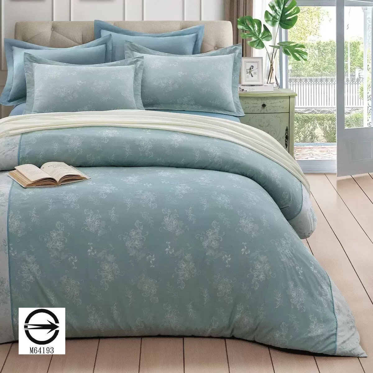 Caliphil 加大色織緹花床包被套 4件組 183公分 X 190公分 薄荷花野 Caliphil 加大色織緹花床包被套 4件組 183公分 X 190公分 薄荷花野