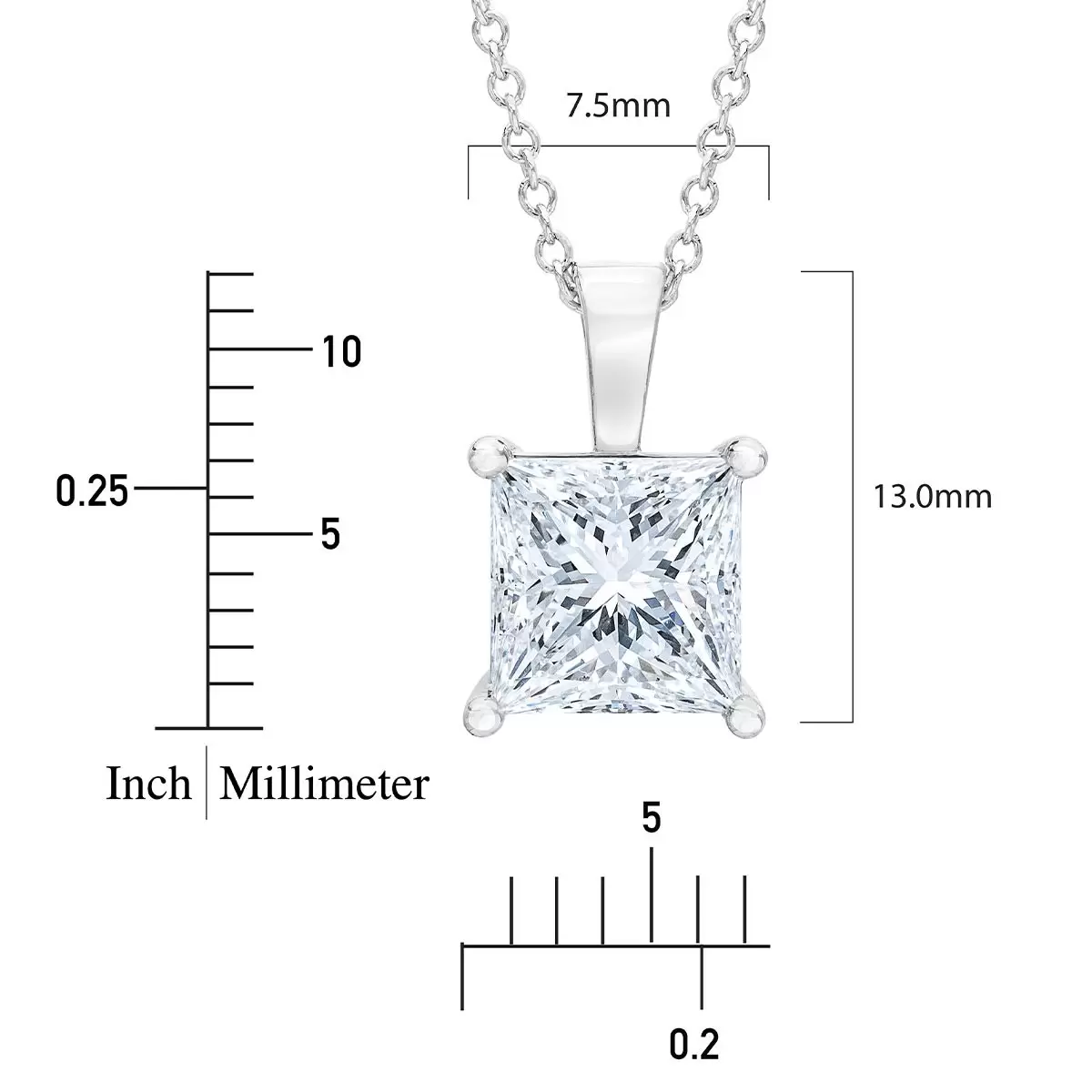 2.51克拉18K白K金公主方形鑽石項鍊 VVS1/D