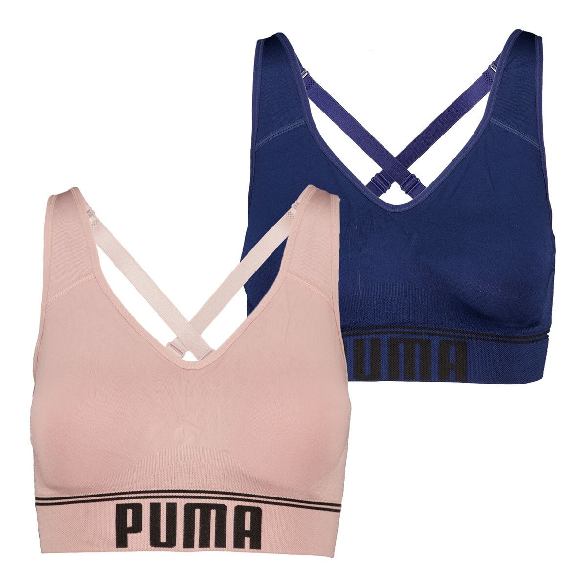 Puma 女運動內衣兩件組 粉紅 & 藍 S