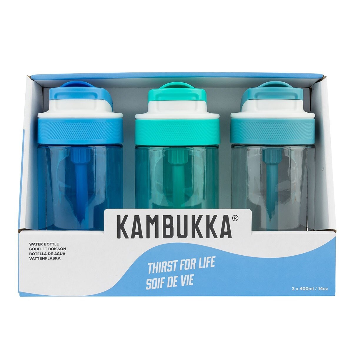 Kambukka 兒童吸管隨身水瓶 400毫升 X 3件組