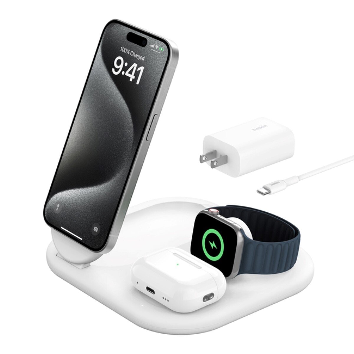 Belkin BoostCharge Qi2 3合1 可折疊磁吸充電板 15W