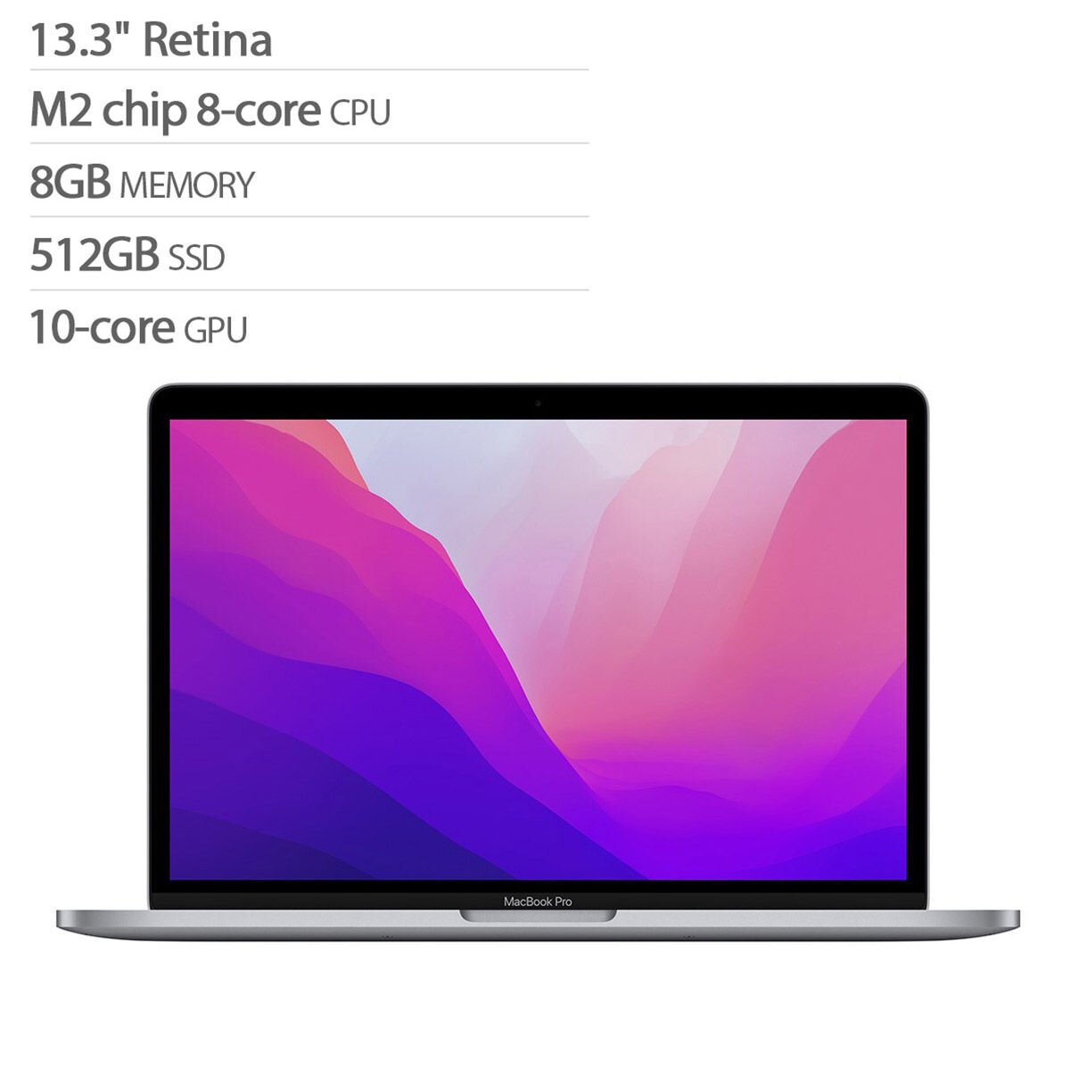 Apple MacBook Pro 13吋配備M2晶片8核心CPU 10核心GPU 8GB 512GB SSD