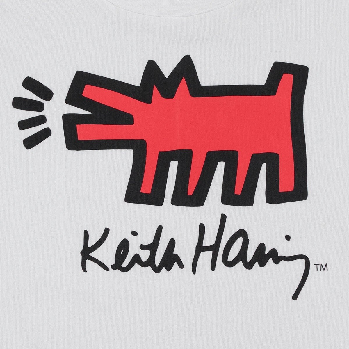 Keith Haring 女塗鴉印花短袖上衣 白色狗狗 S