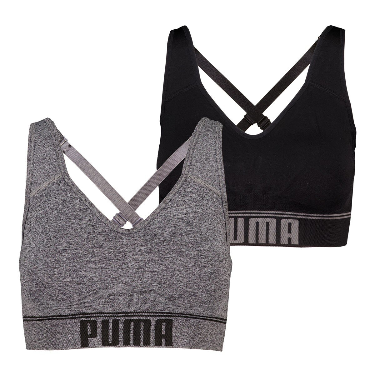 Puma 女運動內衣兩件組 灰 & 黑 L