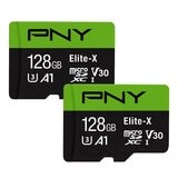 PNY 128GB Elite-X MicroSD U3/V30/A1 記憶卡含SD轉接卡 2入