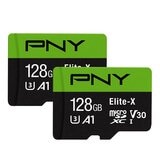 PNY 128GB Elite-X MicroSD U3/V30/A1 記憶卡含SD轉接卡 2入