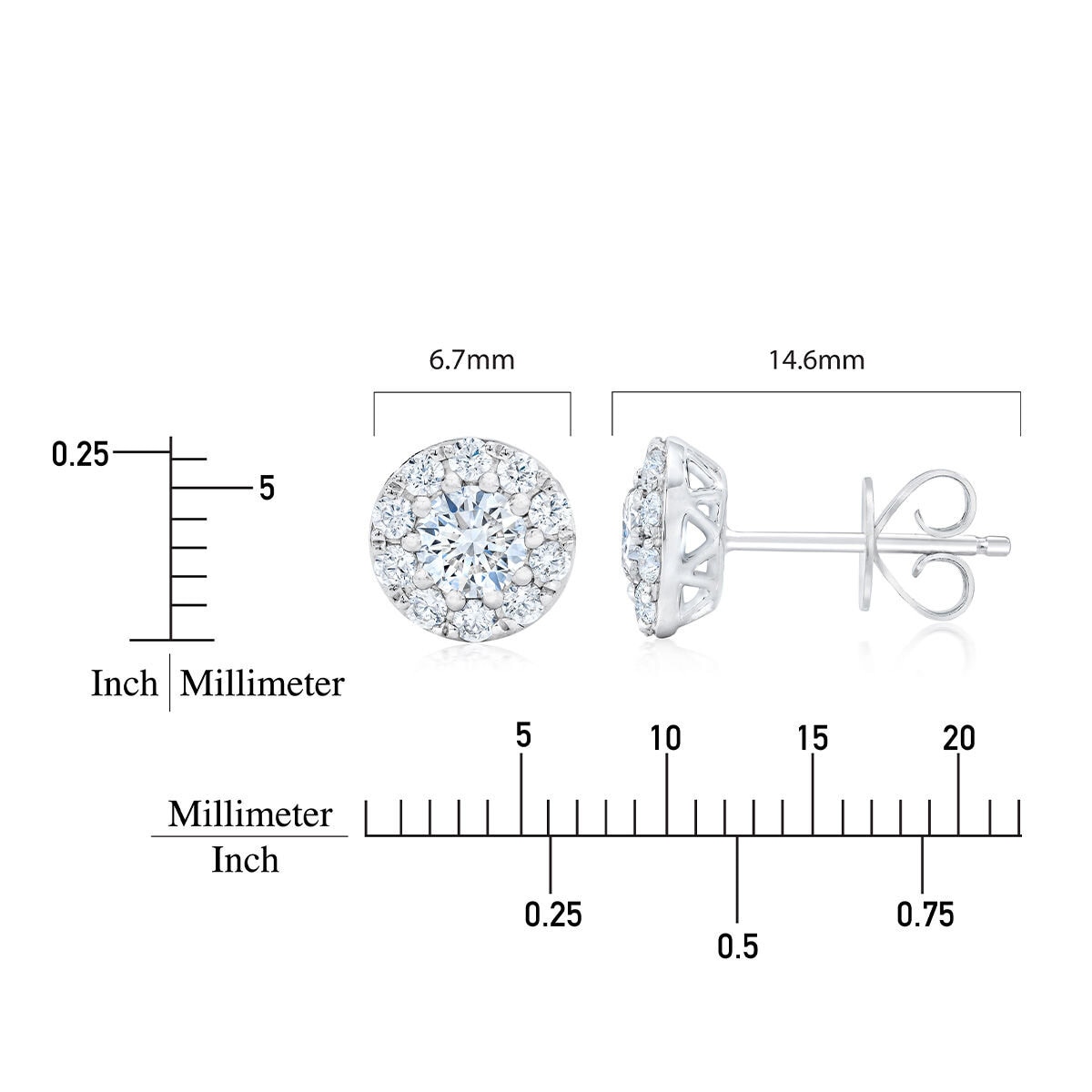 0.60克拉 14K白K金 圓形鑽石耳環 VS2/I