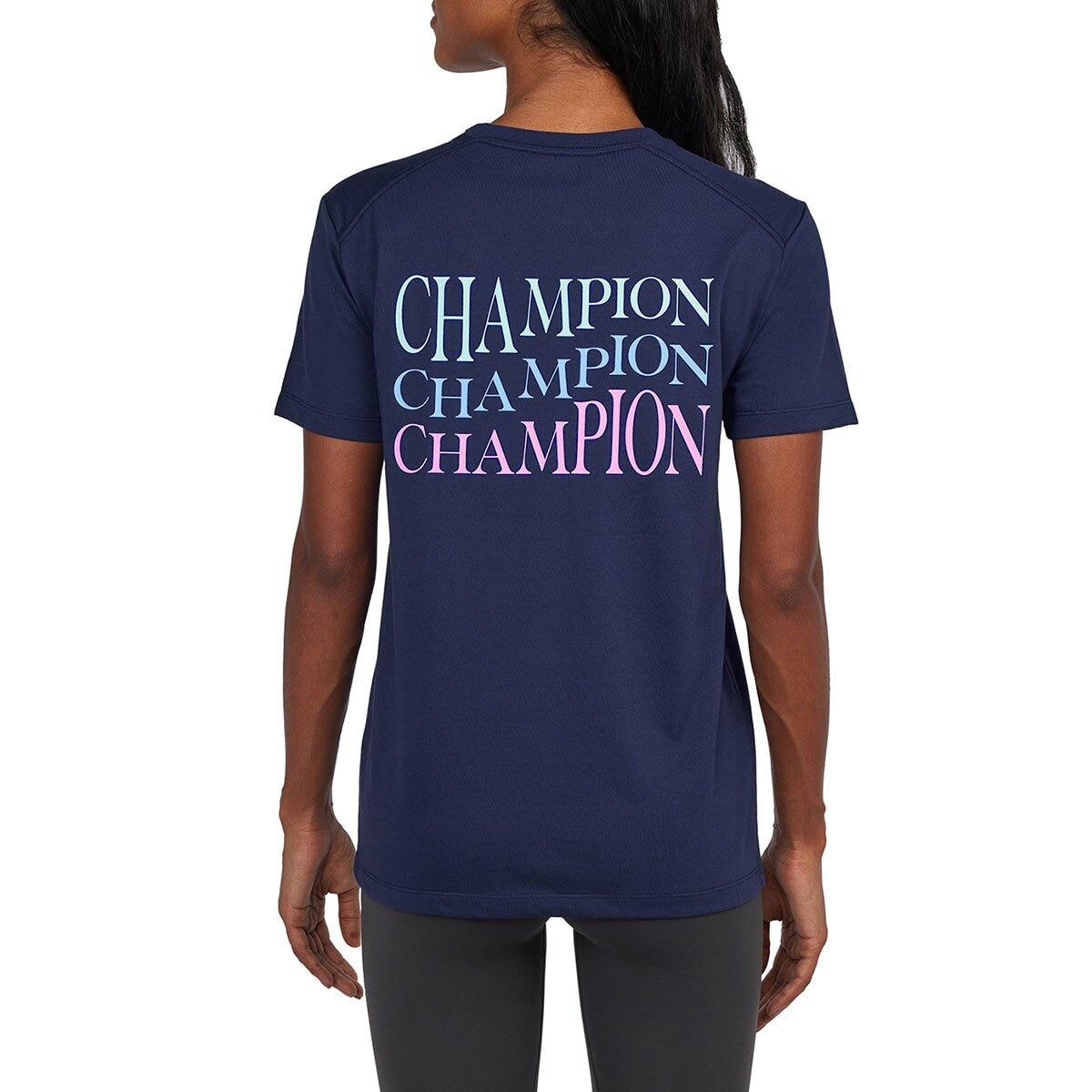 Champion 女經典款短袖上衣 深藍