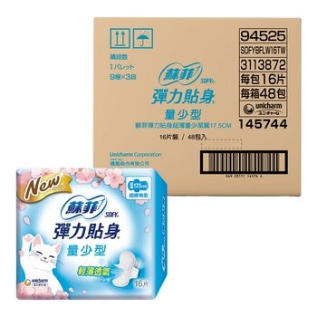 蘇菲 超薄量少型衛生棉 17.5公分 16片 X 48包 蘇菲 超薄量少型衛生棉 17.5公分 16片 X 48包