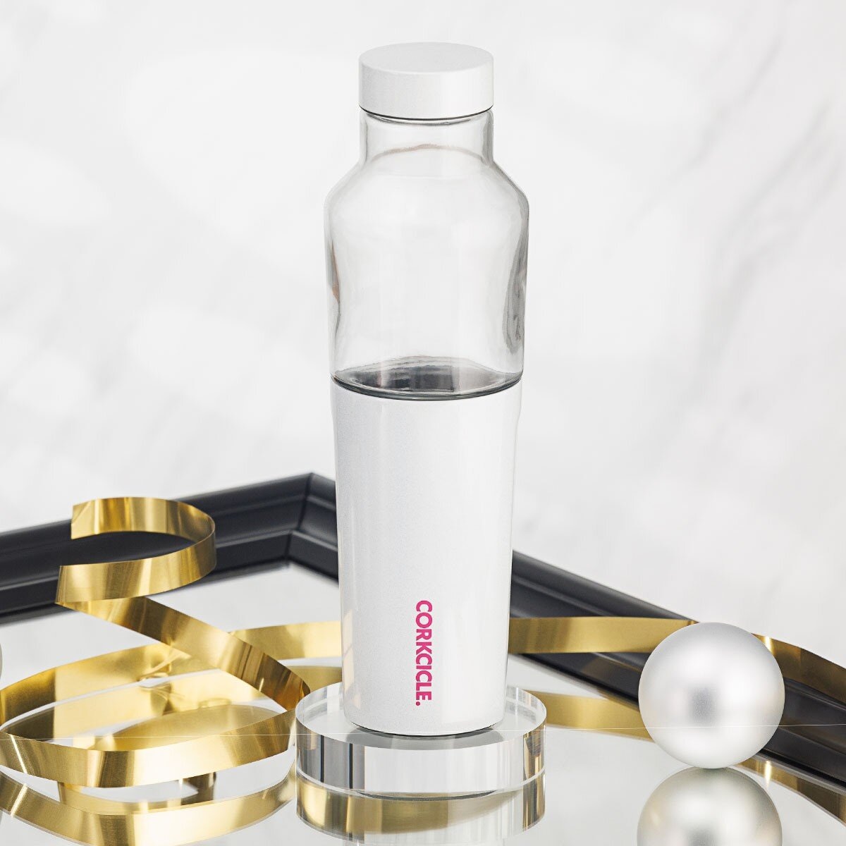 CORKCICLE 玻璃易口瓶 600毫升 X 2件組 銀河白 + 香檳金