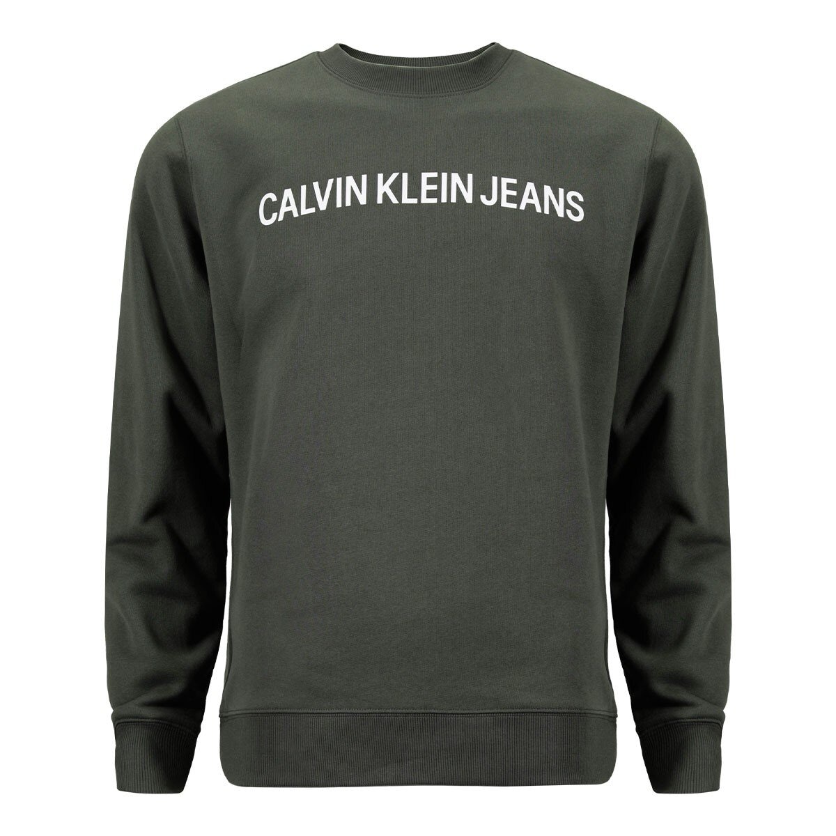Calvin Klein 男圓領長袖上衣 墨綠