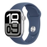 Apple Watch Series 10 LTE 42公釐 銀色鋁金屬錶殼 附丹寧色運動錶帶 S/M