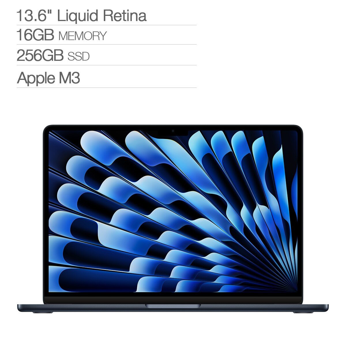 Apple MacBook Air 13吋 搭配 M3 晶片 8 核心 CPU 8 核心 GPU 16GB 記憶體 256GB SSD 午夜色