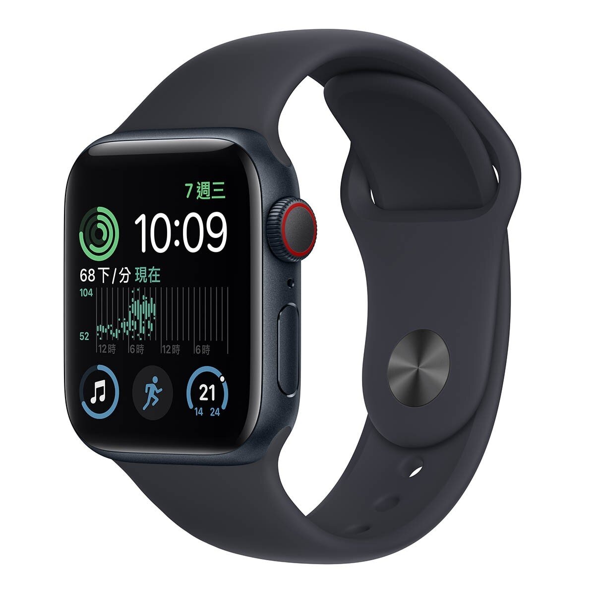 Apple Watch SE (GPS + 行動網路) 44公釐午夜色鋁金屬錶殼午夜色運動型